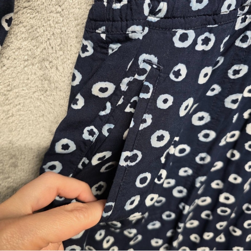 LOFT Blue White Dot Shirt Dress Small Lined Pockets Drawstring Waist - Picture 7 of 15